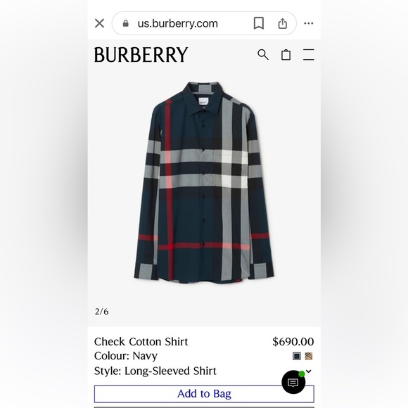 BURBERRY Plaid Print Long Sleeve Western Shirt Size: L | US16, IT41 - Picture 6 of 6